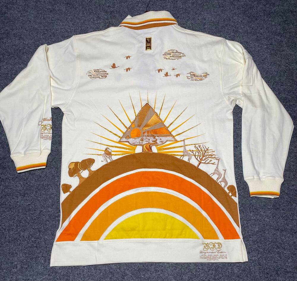 New Y2K Bare Fox Denim "Creation Evolution" L/S Polo Embroidered Savanna -XL